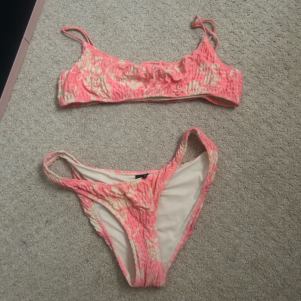 Triangl Swimwear Pink and Cream Lace Bikini